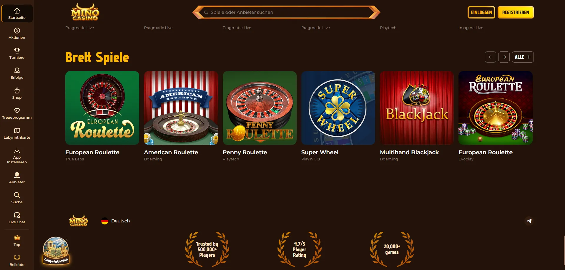 Mino Live Casino – Roulette und Blackjack mit echten Dealern