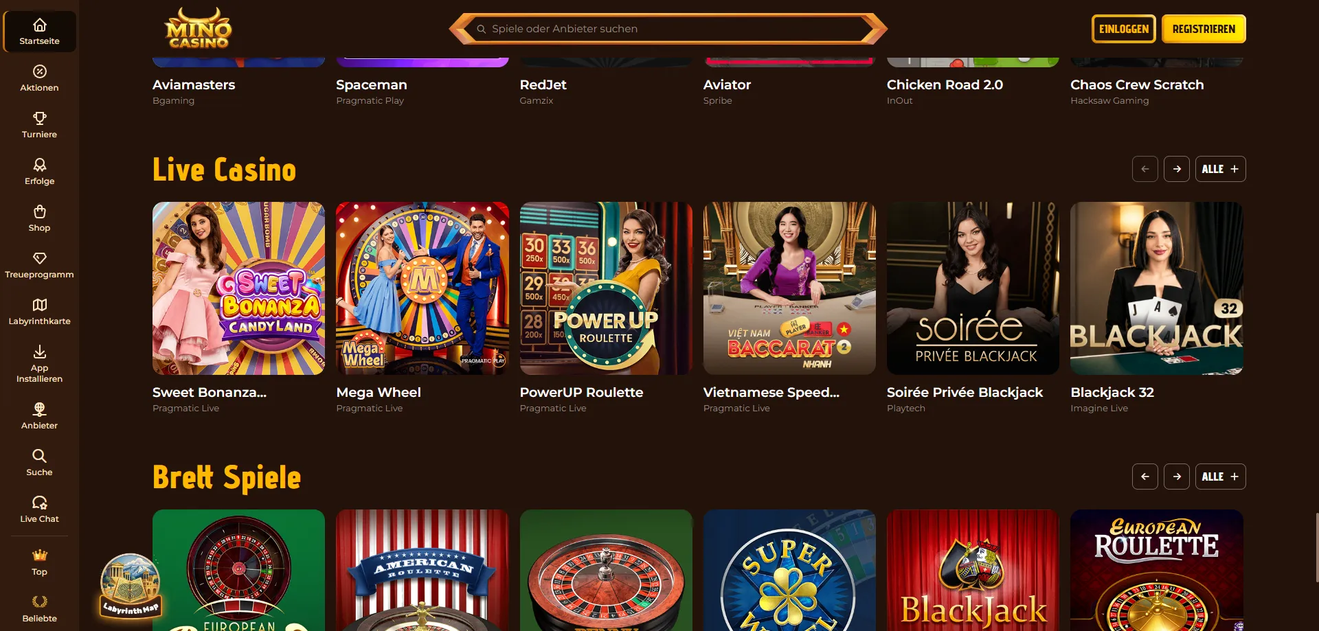 Mino Casino Live-Casino &ndash; echte Dealer in HD-Qualit&auml;t spielen