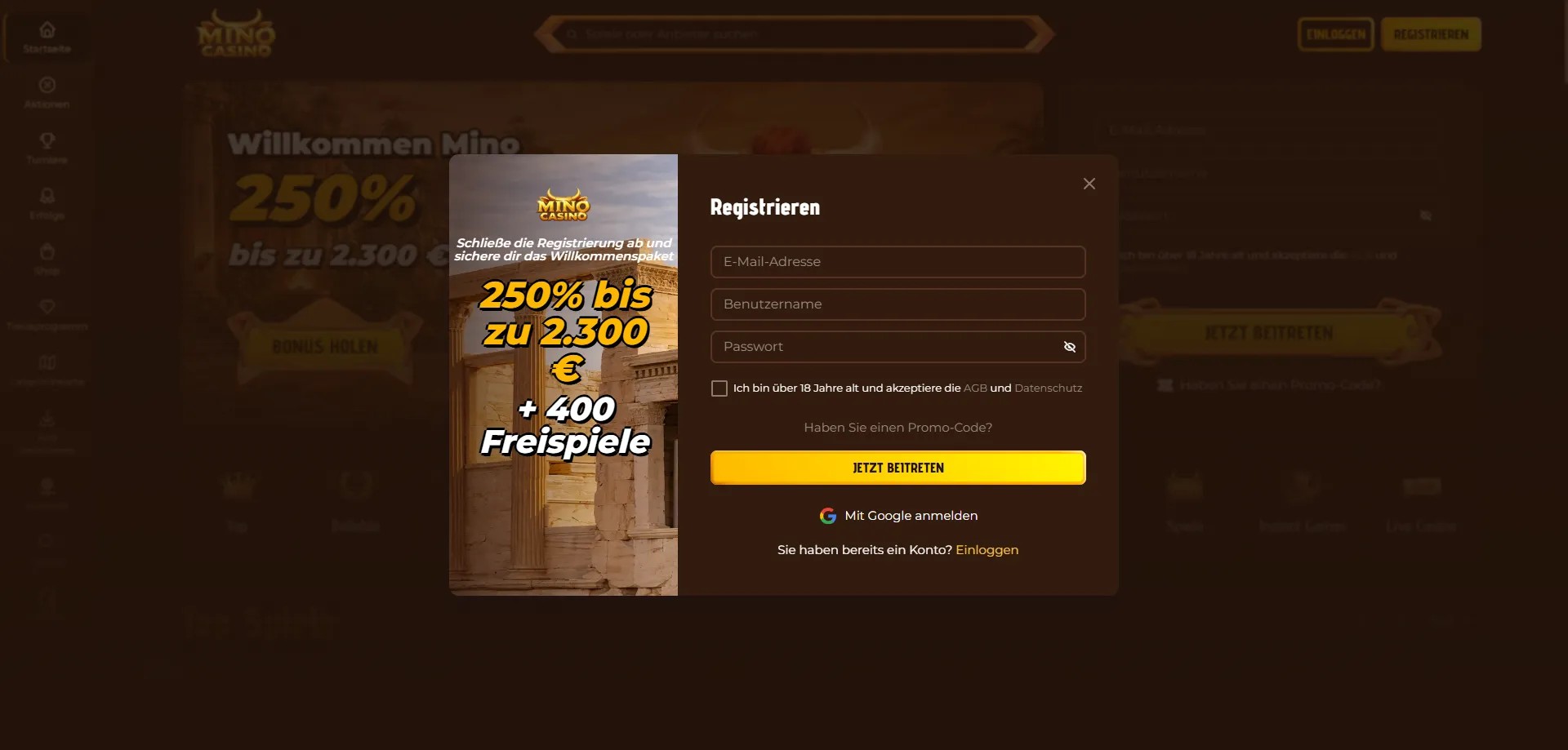 Mino Casino Registrierung &ndash; Konto in wenigen Minuten erstellen