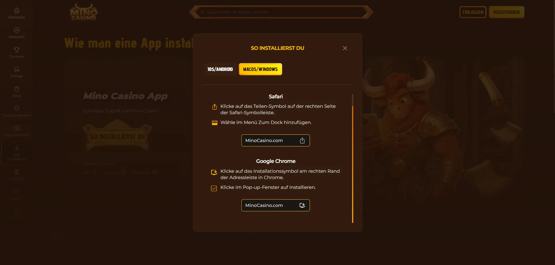 Mino Casino mobile App – Android APK und iOS Download