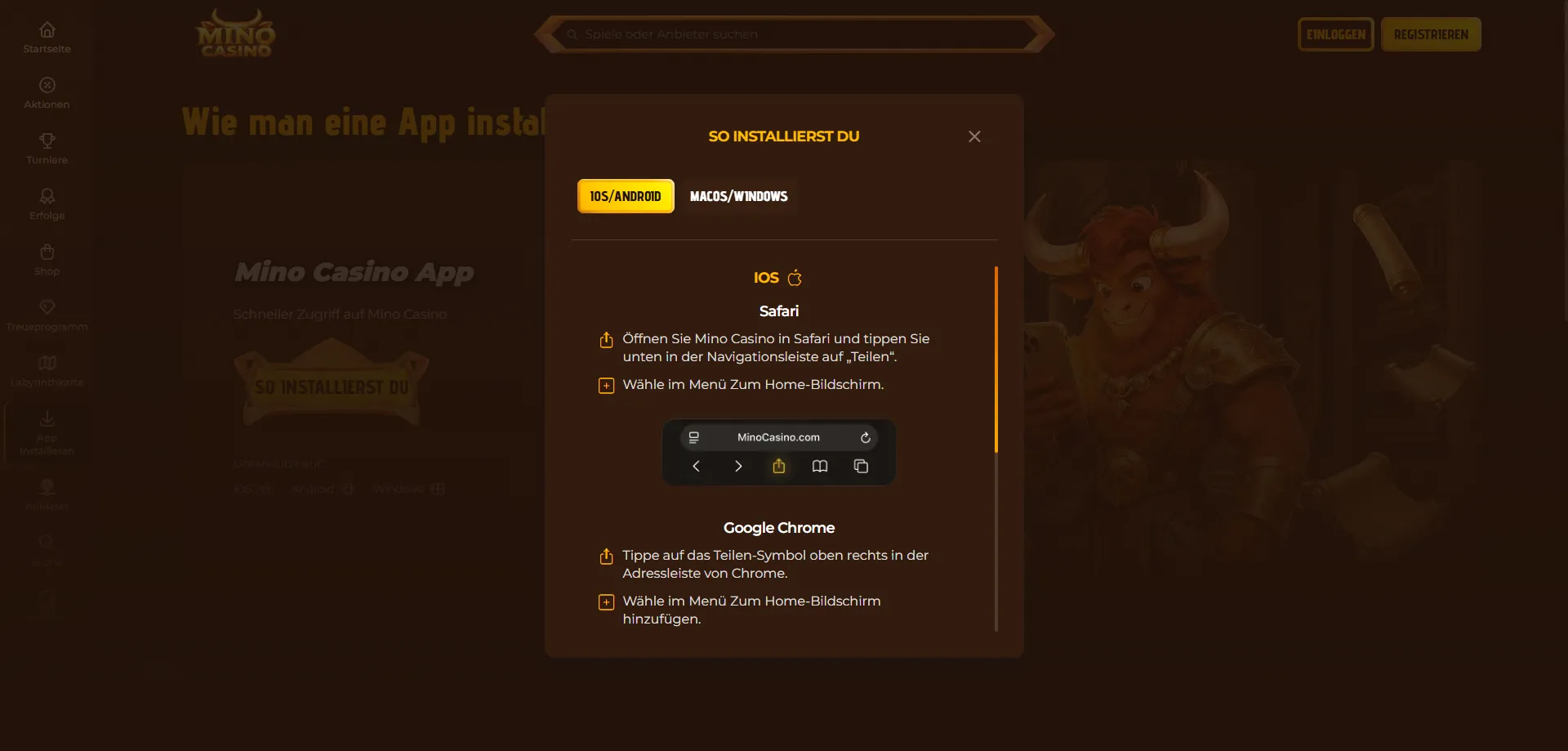 Mino Casino App &ndash; mobiles Spielen auf iOS und Android in AT